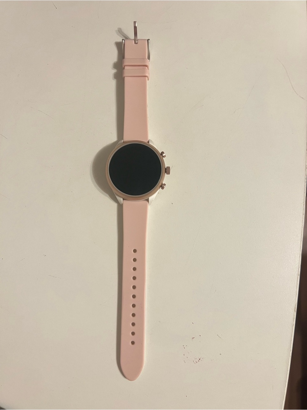 Google Pink Silicone Band Smartwatch with Round Touchscreen